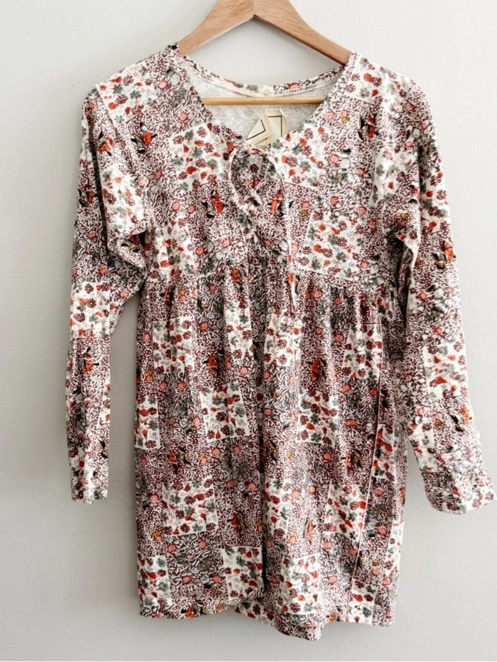 Vintage 90s Patchwork Floral Babydoll Dress Small